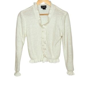 Gitano Cream Cardigan Pearl Buttons Scalloped Coquette Balletcore Soft Girl
